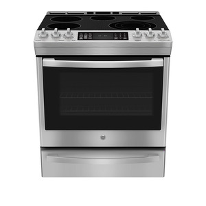 GE Profile 30" Slide-In Electric Range with Air Fry and Baking Drawer Fingerprint Resistant Stainless Steel- PCS940YMFS