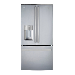 GE Profile 33" Counter-depth bottom mount french-door refrigerator 17.5 cu.ft.External Ice/Water Dispenser - PYE18HYRCFS