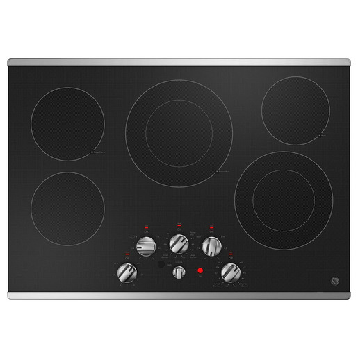 GE Table de cuisson encastrée à électrique de 30 po avec commandes de boutons, Acier Inoxydable- JEP5030STSS