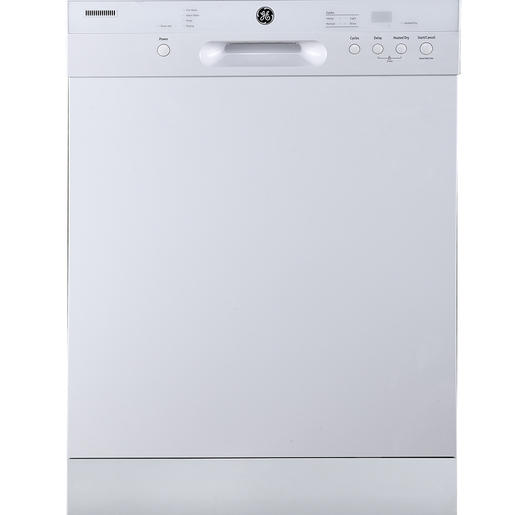 Lave-vaisselle encastré GE de 24 po avec commandes à l'avant et cuve profonde en acier inoxydable, blanc - GBF410SGPWW