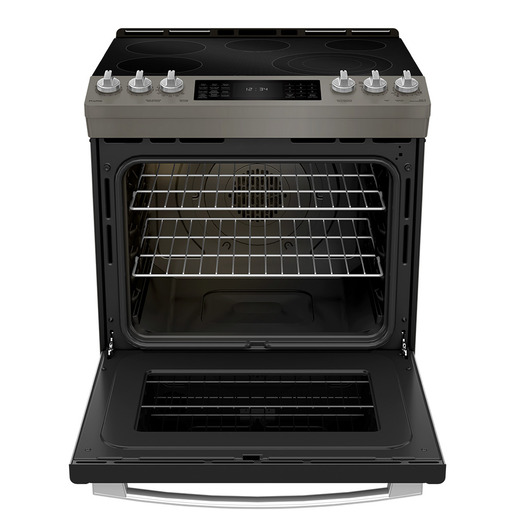 F-SLIDE-IN-SELF-CLEAN-ELECTRIC-RANGE-WITH-AIR-FRY-AND-BAKING-DRAWER-SLATE-PCS940EMES-GE-PROFILE-OPEN