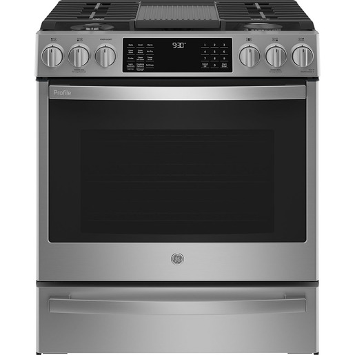GE Profile 30" Slide-In Convection Gas Range with WiFi Connect Stainless Steel - PCGS930YPFS