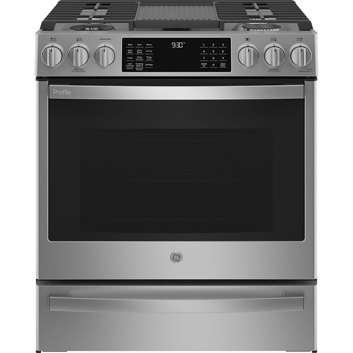 GE Profile 30” Dual Fuel Slide-In Range with Wifi Stainless Steel - PC2S930YPFS