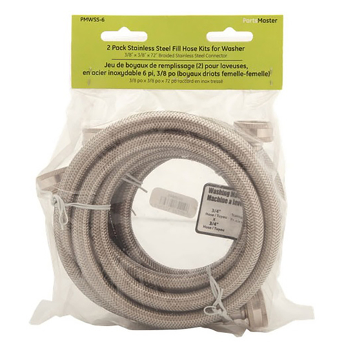 Partsmaster 6 ft. Stainless Steel Washer Hoses - PMWSS-6