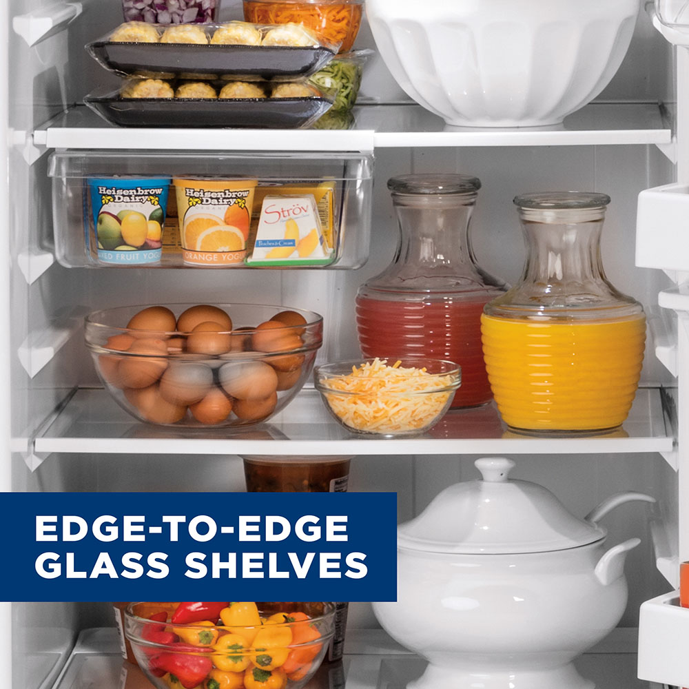 Image about Edge-to-edge glass shelves