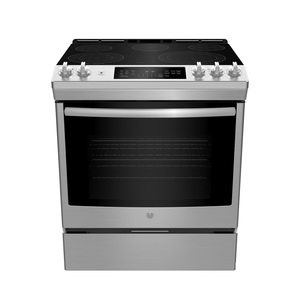 GE 30" Electric Slide-In Front Control True Convection Range with Storage Drawer Stainless Steel - JCS840SMSS