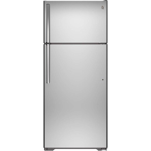 Réfrigérateur à congélateur supérieur GE® de 18 pi³ acier inoxydable - GTS18FSLKSS