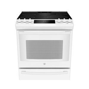 GE Profile Cuisinière à électrique encastrée de 30 po avec friture à air chaud et tiroir de cuisson, blanc PCS940DMWW