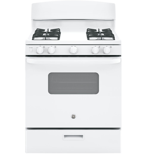 GE 30" Gas Freestanding Range with Broil Drawer White - JCGBS10DEMWW