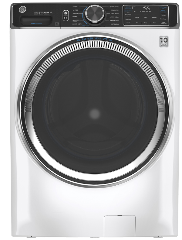 Front load washer shown in White